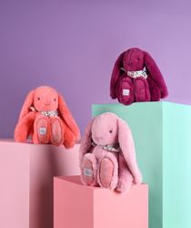 DOUDOU – Lapin Fleurette plush rabbit by Doudou et Compagnie, 35 cm, coral