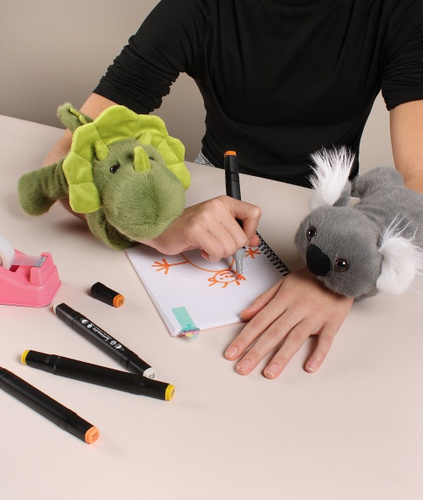 DOUDOU – Podcoll dinosaur plush slap bracelet, Histoire d'Ours, dark green