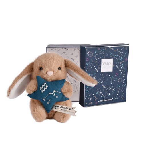DOUDOU – DOUDOU ASTRO plush rabbit with zodiac sign, Doudou et Compagnie, 12 cm, Aquarius