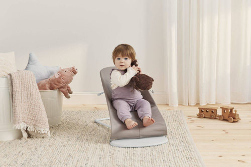 BABYBJORN - BLISS Woven bouncer, Petal Quilt, sand grey + Soft Friends toy