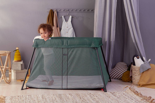 BABYBJÖRN - Travel Crib Light, Dark Green + sheet