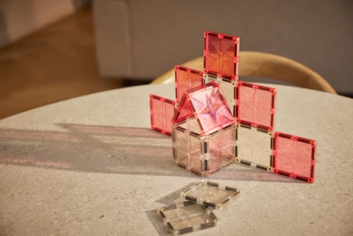 Cleverclixx - Glitter Tiles Pack Transparent / Pink - 16 pieces