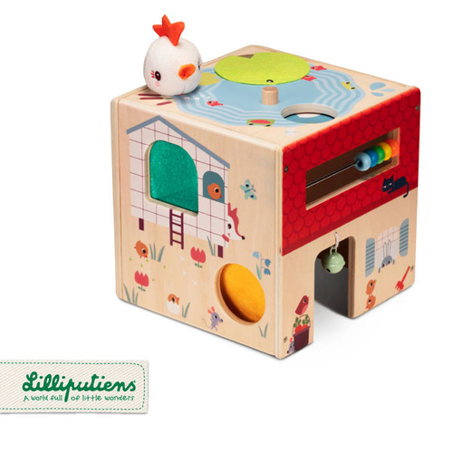 LILLIPUTIENS -Wooden activity cube - Farm 12 m+
