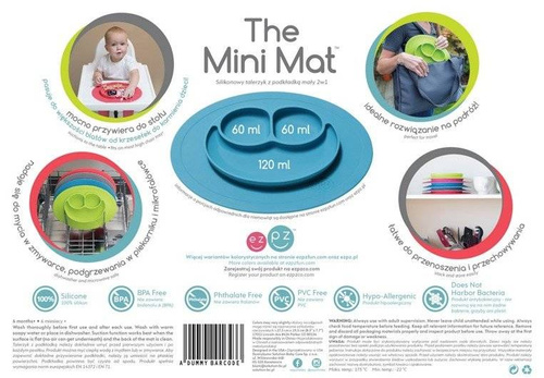 EZPZ - Silicone plate with washer small 2in1 Mini Mat blue