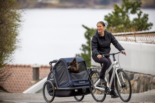 Bicycle trailer for a dog - Hamax Pluto L 45 kg - Blue / Black