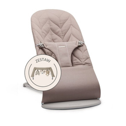 BABYBJORN - BLISS Woven bouncer, Petal Quilt, sand grey + Soft Friends toy