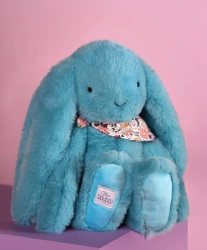 DOUDOU – Lapin Fleurette plush rabbit by Doudou et Compagnie, 35 cm, turquoise