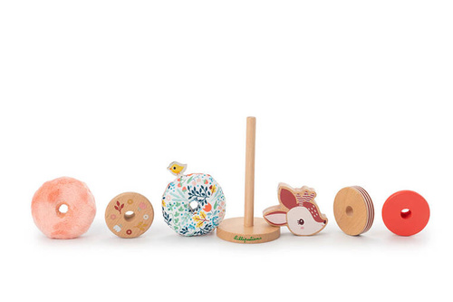 LILLIPUTIENS Drewniana układanka piramida z miękkimi elementami Sarenka Stella 12 m+