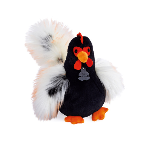 DOUDOU - rooster plush Coq'Rico, Histoire d'Ours, 26 cm, black and white