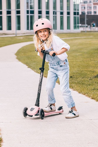 SCOOTANDRIDE - Highwaykick 3 LED - Folding scooter with light-up wheels 3+ Rose