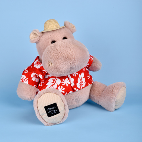 DOUDOU – ALOHA plush hippo by Histoire d'Ours, 38 cm, powder pink
