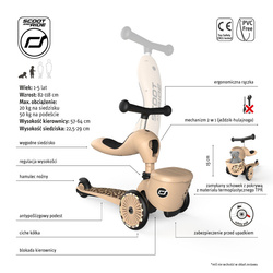SCOOTANDRIDE Highwaykick 1 Lifestyle 2w1 Jeździk i hulajnoga z zamykanym schowkiem 1-5 lat Leopard