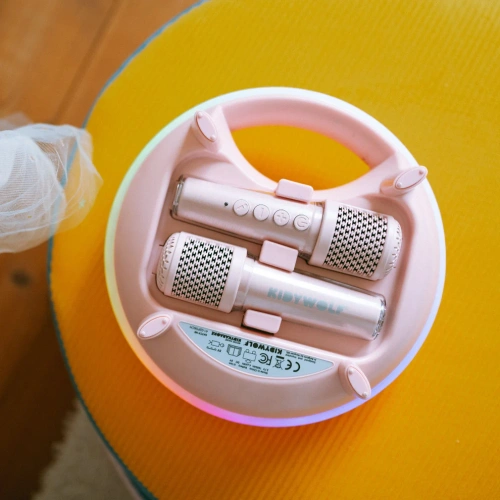 Kidywolf – portable karaoke speaker with microphones Kidykaraoke, pink