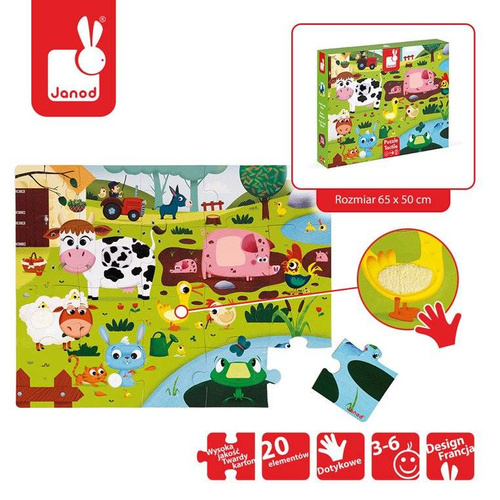 Janod - Sensory puzzle 20 pieces Farm