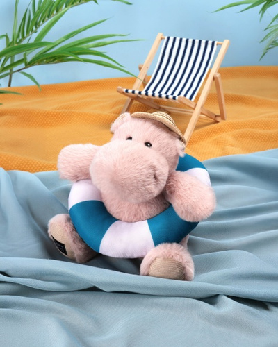DOUDOU – Bubble Beach plush hippo by Histoire d'Ours, 20 cm, powder pink