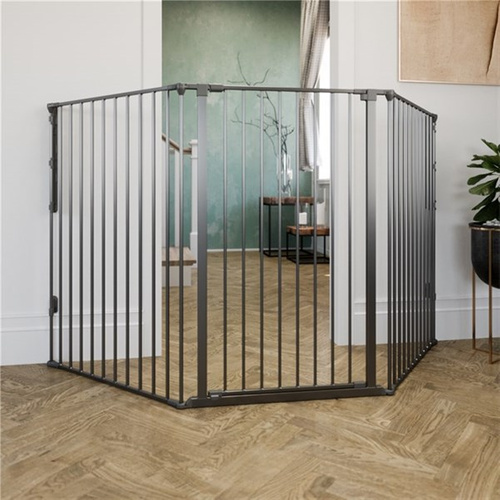 DogSpace - Rocky L Extra Tall Multi Expandable Pet Gate, Black (90-221cm)