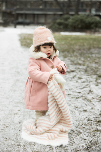 Elodie Details - Furry Knit Beanie - Powder Pink - 6-12 months