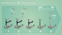 MICRO - Mini2Grow Deluxe LED scooter with handlebar, olive sage