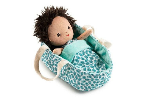 LILLIPUTIENS - Baby doll in a basket with clothes and Ari blanket 12 m +