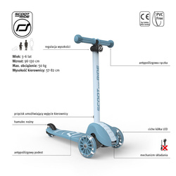 SCOOTANDRIDE - Highwaykick 3S - scooter with 2-in-1 control system and LED wheels, foldable 3+, steel