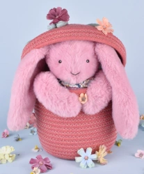 DOUDOU – Lapin Fleurette plush rabbit by Doudou et Compagnie, 25 cm, grenadine pink