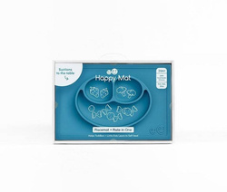 EZPZ - A silicone plate with a washer, Happy Mat 2in1, blue