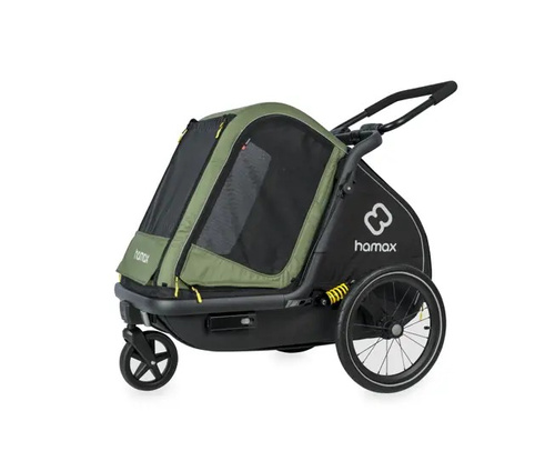 Bicycle trailer for a dog - Hamax Pluto M 35 kg - Green / Black