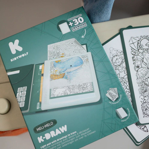 Kidywolf - K-DRAW-PAD - backlit drawing tablet, animals, green