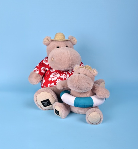 DOUDOU – Bubble Beach plush hippo by Histoire d'Ours, 20 cm, powder pink