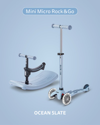 MICRO - swing scooter Mini Deluxe Rock&Go LED, ocean slate