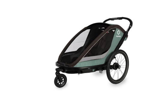Hamax - Bike trailer for kids COCOON + Jogger wheel , double - Green/black