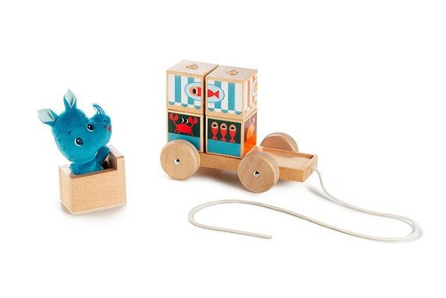 LILLIPUTIENS - Wooden food truck with 4 puzzle pieces Rhino Marius 12 m +