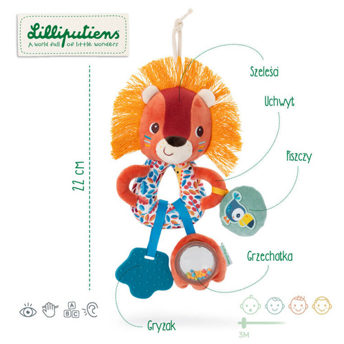 LILLIPUTIENS Multifunctional rattle Lion Jack 3 m+