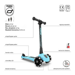 SCOOTANDRIDE - Highwaykick 3 LED - Folding scooter with light-up wheels 3+ Blueberry