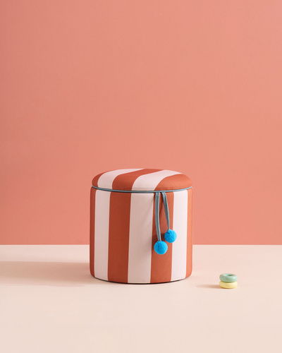 Kid's Concept - Pouffe cylinder with storage, brown
