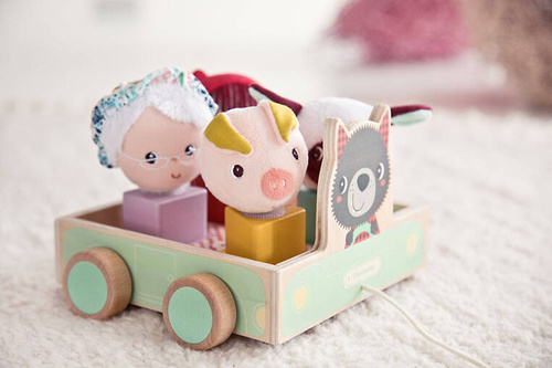 LILLIPUTIENS Drewniany wózek z sorterem do ciągnięcia Wilk Louis 12 m+