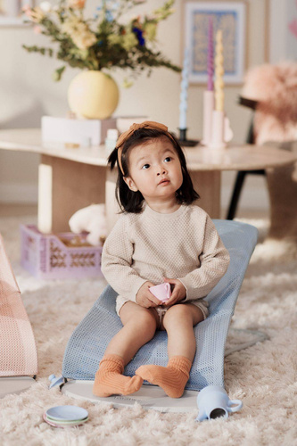 BABYBJORN - Bouncer Balance Soft Light grey frame, Mesh, Sky blue/White