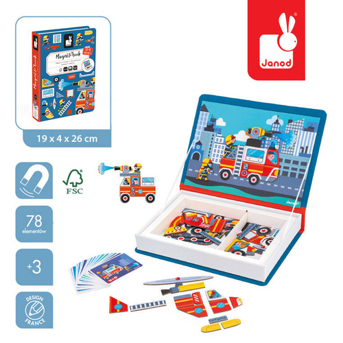 Janod - Magnetic puzzle Fire brigade Magnetibook 3-8 years