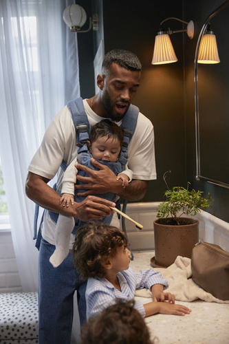 BABYBJORN - Baby Carrier Harmony, Woven, Blue mélange