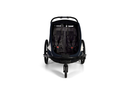 Hamax - Bike trailer for kids BREEZE + Jogger wheel, double- Navy/cream