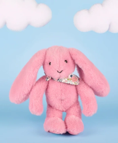DOUDOU – Lapin Fleurette plush rabbit by Doudou et Compagnie, 25 cm, grenadine pink