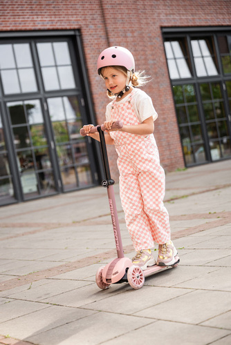 SCOOTANDRIDE - Highwaykick 3S - scooter with 2-in-1 control system and LED wheels, foldable 3+, rose