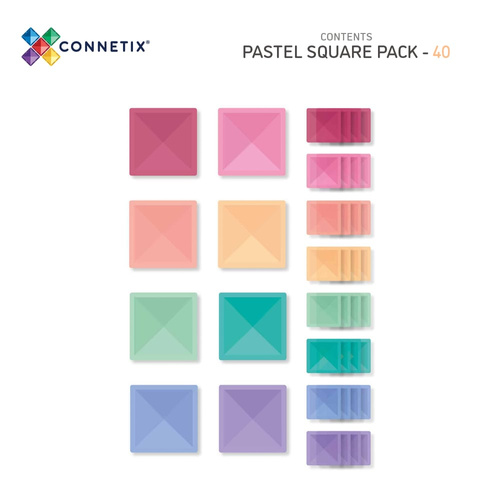 CONNETIX - 40 Piece Pastel Square Pack