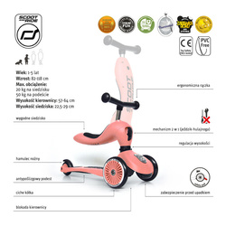 SCOOTANDRIDE - Highwaykick 2in1 Ride and scooter 1-5 years Peach