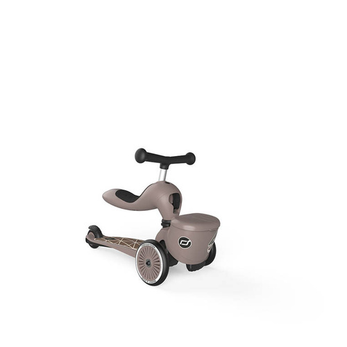 SCOOTANDRIDE - Highwaykick 1 Lifestyle 2in1 Ride-on and scooter with lockable storage 1-5 years Brown Lines