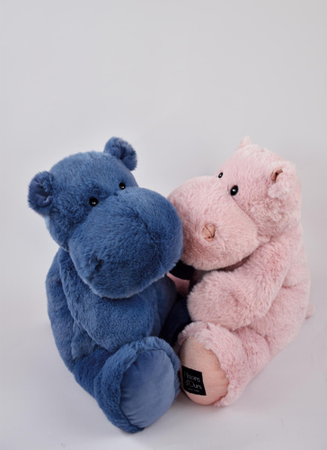 DOUDOU – plush hippo HIP'BLUE Histoire d'Ours, 40 cm, blue