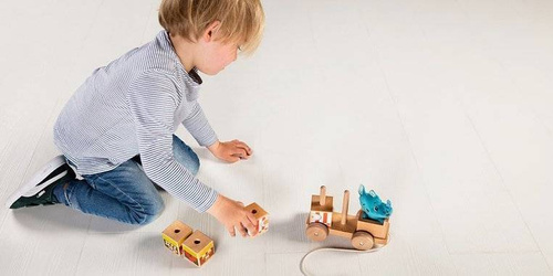 LILLIPUTIENS - Wooden food truck with 4 puzzle pieces Rhino Marius 12 m +