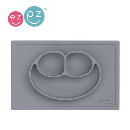 EZPZ - Silicone plate with Happy Mat 2in1 washer, gray