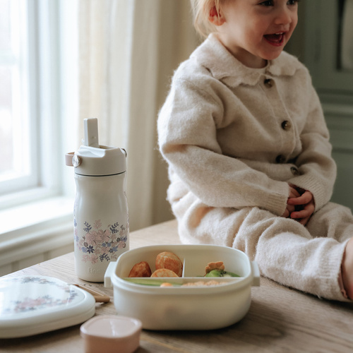 Elodie Details - backpacl MIDI + lunchbox large + thermal bottle, Blue Garden - SET