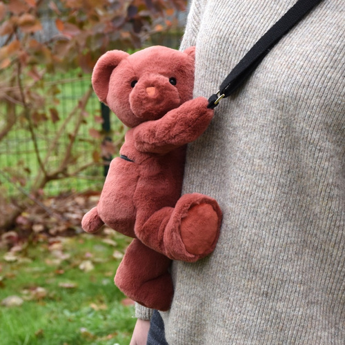 DOUDOU – plush teddy bear shoulder bag, Doudou et Compagnie, terracotta